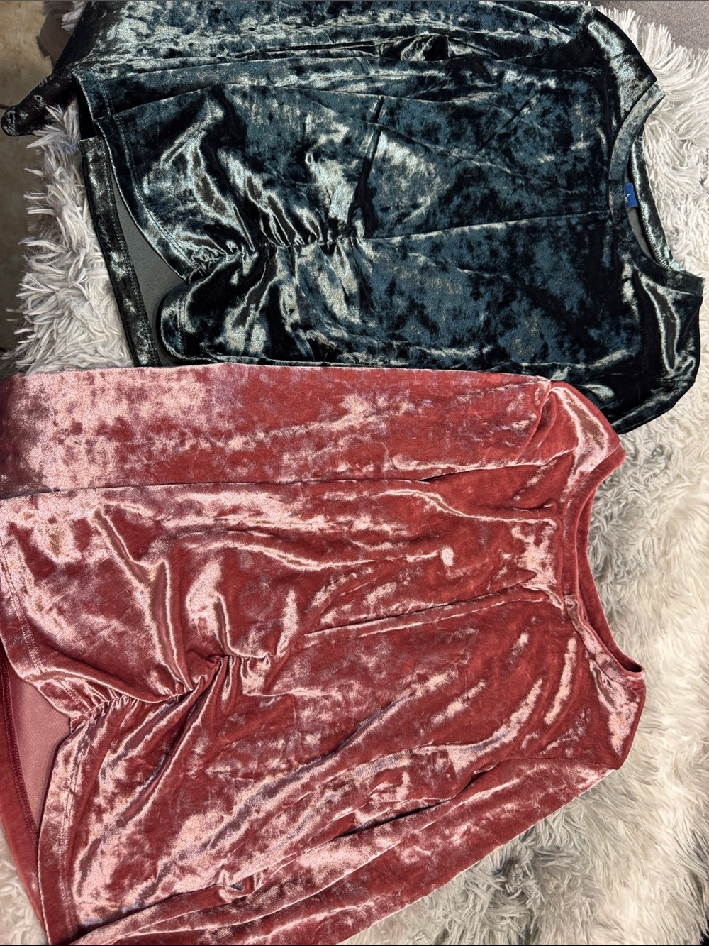 Velvet Long Sleeve Top - Dusty Rose and Teal (Unbranded)